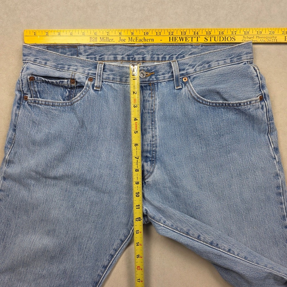 Levi Strauss Co Mens Jeans 501 Button Fly Blue Light Wash Y2K Distressed 38x32 - Picture 8 of 14